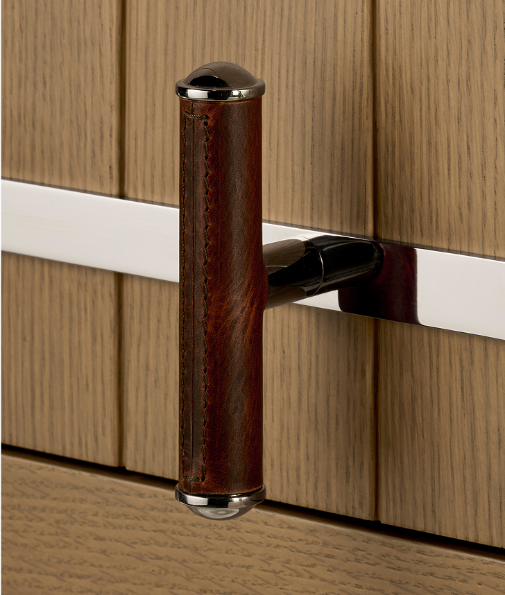 The Bridle T-Pull is clean and minimal, with stitched leather for a tactile accent.